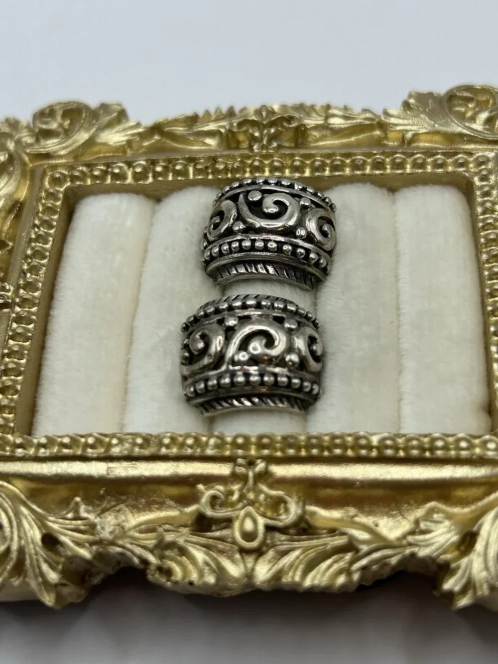 Vintage Thai Sterling Silver 925 Post Earrings Scroll Boho Artisan Patina Gift - Picture 8 of 11
